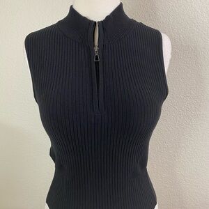Lululemon Athletica Black Ribbed Zip-Up Tank Top Size Medium